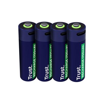 TRUST Pilas AA x4 Recargables en USB-C